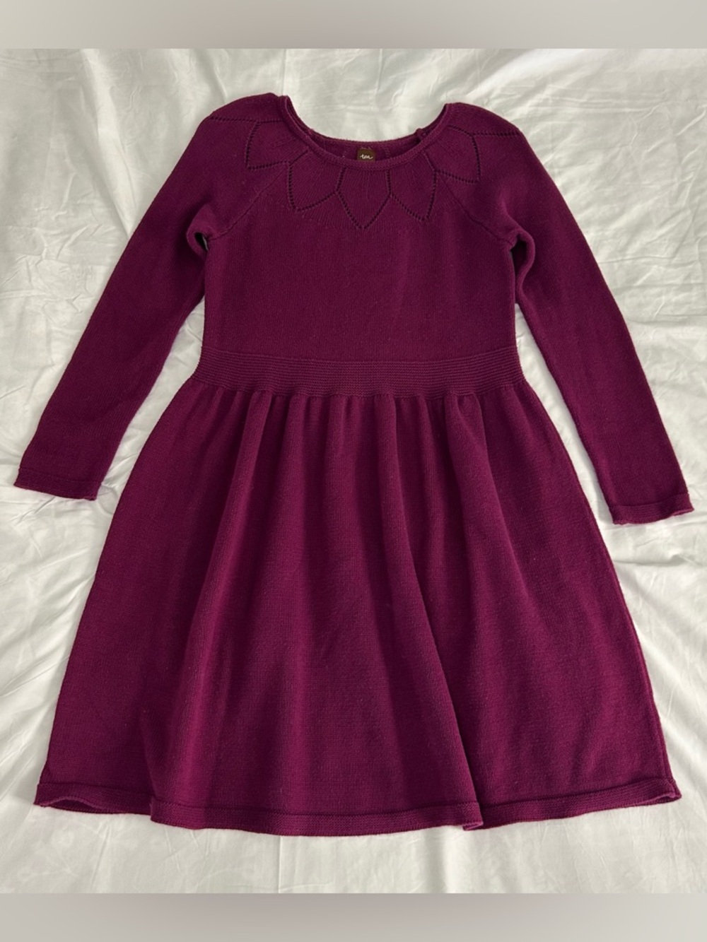 Tea Sweater Dress Girls 12 Magenta Midi Long Sleeve Holiday Winter Classic